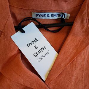 Pyne & Smith No. 30 Persimmon Linen V-neck Button Midi Dress - Size L - NWT